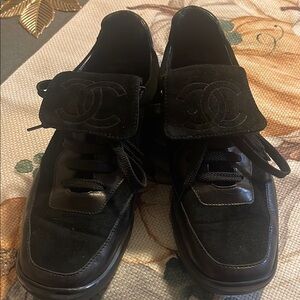 CHANEL Vintage Women's Black Suede Sneakers